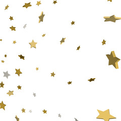3d Star Falling Print. Gold Yellow Starry on transparent Background. Vector Confetti Star Background Pattern. Golden Starlit Card. Confetti Fall Chaotic Decor. Modern Creative Pattern