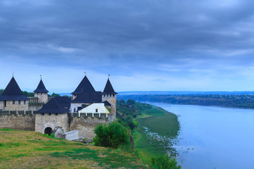 Fototapeta premium Ancient medieval Khotyn castle located on the right bank of the Dniester River. Khotyn. Chernivtsi region. Ukraine