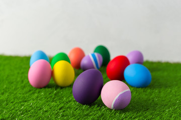 Easter eggs on the grass