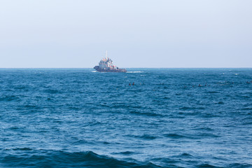 Small auxiliary ship goes to sea