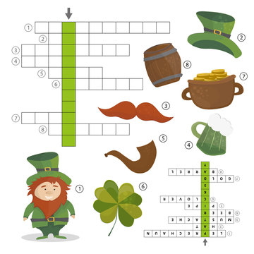 Patricks Day holiday - puzzle - crossword game. Answer included