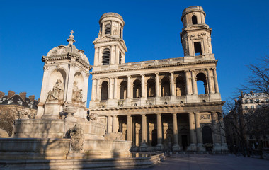 Fototapeta na wymiar The church of Saint Sulpice, Paris, France.
