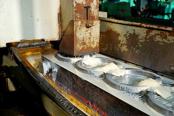 grinding on a machine with a cooling emulsion. metalworking machining industry. finishing or...
