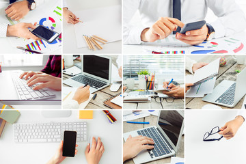 business collage, teamwork