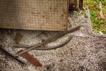 Fototapeta premium Abandoned and destroyed trains
