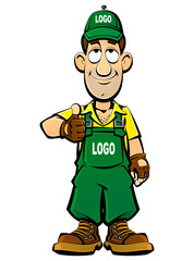 Builder, worker. A cartoon character. 