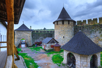 Fototapeta na wymiar Ancient medieval Khotyn castle located on the right bank of the Dniester River. Khotyn. Chernivtsi region. Ukraine