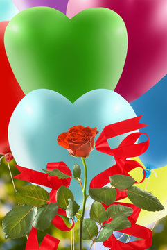 festive flower and balloons