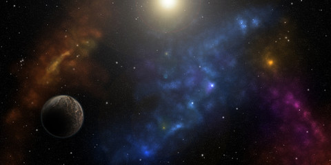 Fototapeta na wymiar Stars, planets and nebulas. Sci-fi background