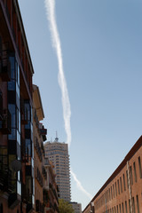 Plane's trace in the sky with a curve