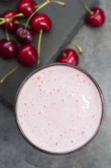 Cherry Milkshake with fresh fruits