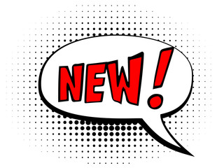 Pop art comics balloon with hand drawn lettering - New text, suitable for advertising