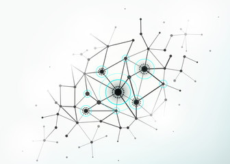 Network concept connections with lines, circles and dots