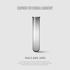 A chemical flask. Equipment for chemical laboratory. Transparent glass chemical flask Vector illustration