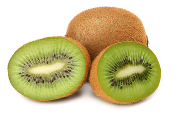 Slices kiwi fruit isolated on white background