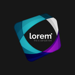 Clean professional business emblem, abstract transparent overlapping shapes