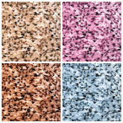 Collage with carpet samples of different colors, closeup