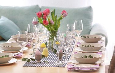 Beautiful festive Easter table setting