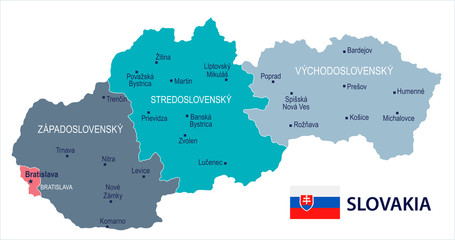 Slovakia - map and flag - Detailed Vector Illustration