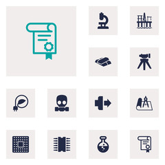 Fototapeta na wymiar Set of 12 technology icons set. Collection of ecological, jog forward, microscope and other elements.