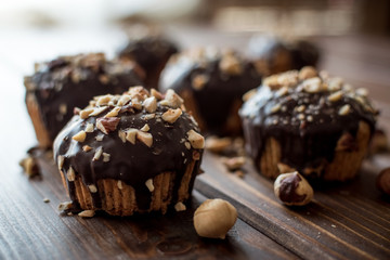 chocolate muffins with hazelnuts