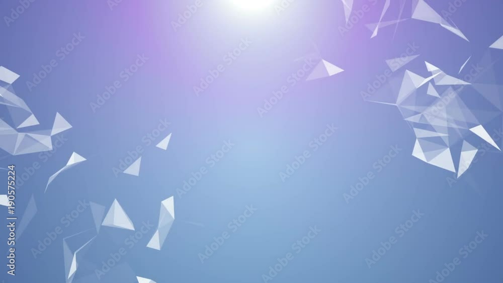 Poster disappearing triangles.purple glow at the top of the screen .interaction of two figures in different