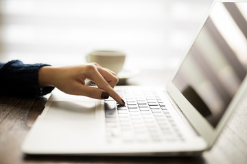 Obraz na płótnie Canvas Female using a laptop