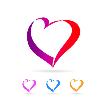 Colored heart love icon. Vector design colorful hearts elements for Valentine's day