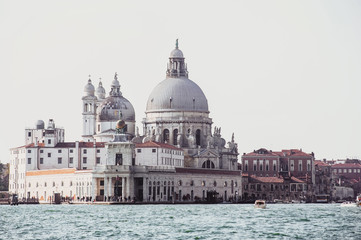Fototapeta na wymiar Venice, Italy. view on Santa Maria della Salute. vintage toned picture