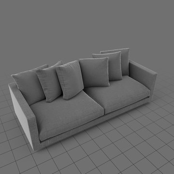 Sofa with six pillows