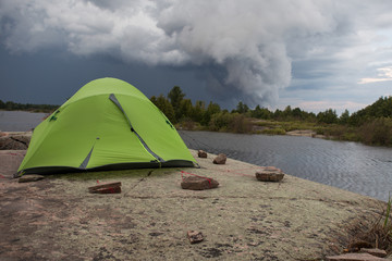 Perfect campground during a camping trip on Georgian Bay in Ontario, Canada.