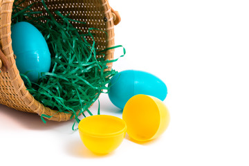 Easter basket with plastic eggs