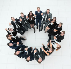 Fototapeta na wymiar concept of team building .large successful business team sitting in a circle