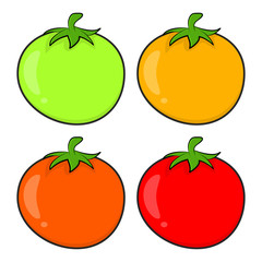  cartoon simple tomato set isolated on white background