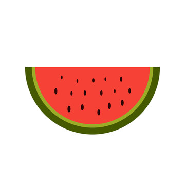 Colorful slice of watermelon with black seeds on a white background  - Eps10 vector graphics and illustration