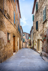 Fototapeta na wymiar Beautiful street of Montisi, Tuscany