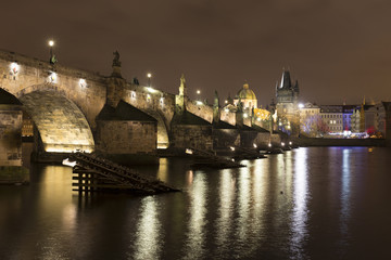 Fototapeta na wymiar Night Prague historic Centrum, Czech republic 