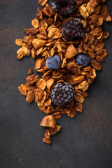 Healthy homemade granola with berries