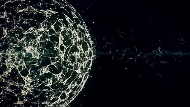 abstract blockchain geometrical background with moving lines and dots. looping cg animation