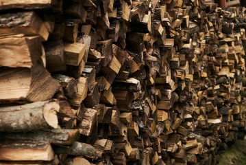 Close-up of a firewood pile