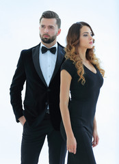 Handsome man and woman in black dress
