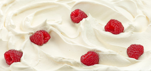 whipped cream with raspberries