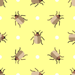 Vector seamless pattern with beetles and circles