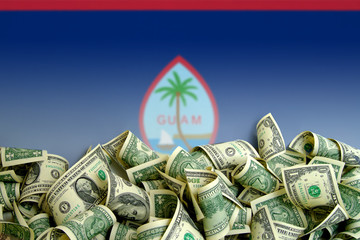 Guam flag, USA with US Dollars