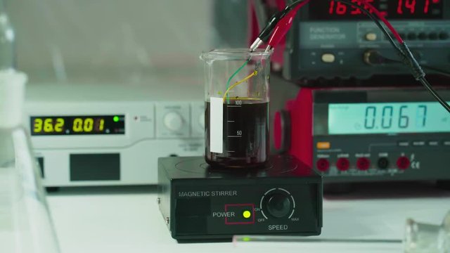 Electrolysis of copper. Electrolytic reduction of copper from solution. electrolysis in the chemical laboratory