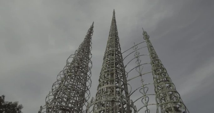 Watts Towers - Pivoting Around Base Of Towers Pointing Up