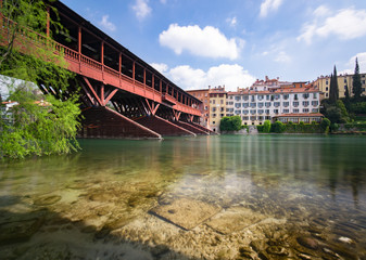 Bridge of the Alpini in Bassano del Grappa, Vicenza, Italy.