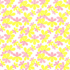 Seamless cute kide floral pattern on white