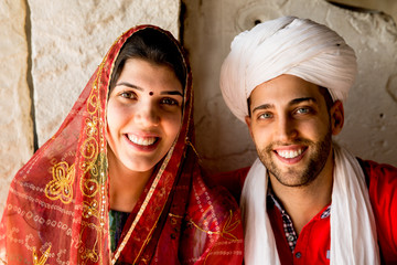 Young Traveler Couple Dressing like Indians