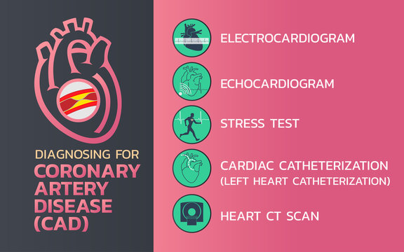 Diagnosing of coronary artery disease (CAD) icon design, infographic health, medical infographic. Vector illustration